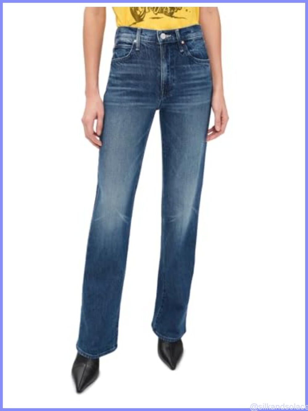 High Rise Straight Leg Jeans 5-Pocket Mid-Weight Low-Stretch Denim